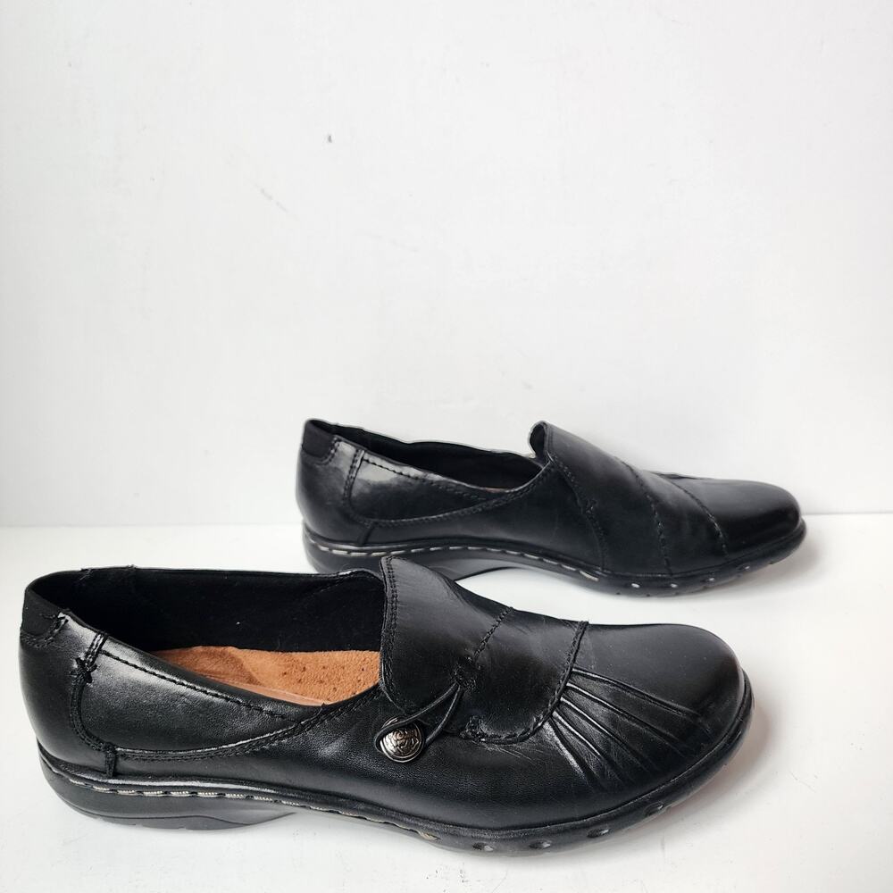 Cobb Hill Dress Shoes Womens Size 9.5N Paulette Loafers Slip On Black Leather
